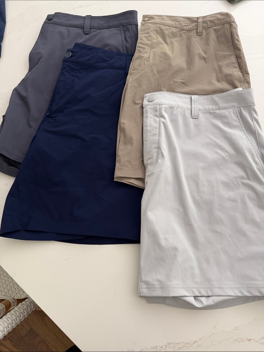 RHONE Men's 7” Shorts Pack — Navy, Gray, Khaki, Light Gray